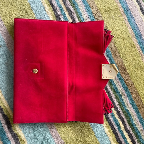 Jimmy Choo Suede Red Clutch - Picture 3 of 7